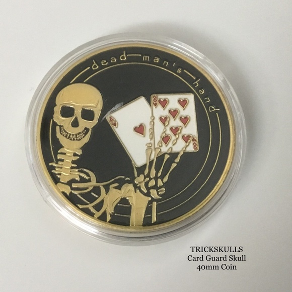 Card Guard Skeleton Skull Enamel Coin Stainless Locket 45-60cm Wheat Link Chain - Picture 6 of 9